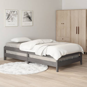 Stapelbett Grau 75x190 cm Kiefer Massivholz