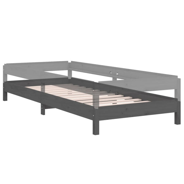 Stapelbett Grau 75x190 cm Kiefer Massivholz
