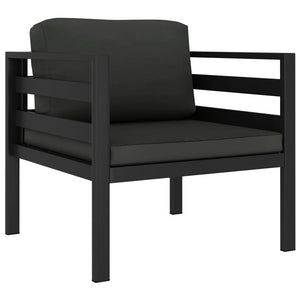 3-tlg. Garten-Lounge-Set mit Kissen Aluminium Anthrazit