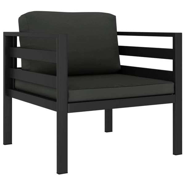 3-tlg. Garten-Lounge-Set mit Kissen Aluminium Anthrazit