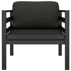 3-tlg. Garten-Lounge-Set mit Kissen Aluminium Anthrazit