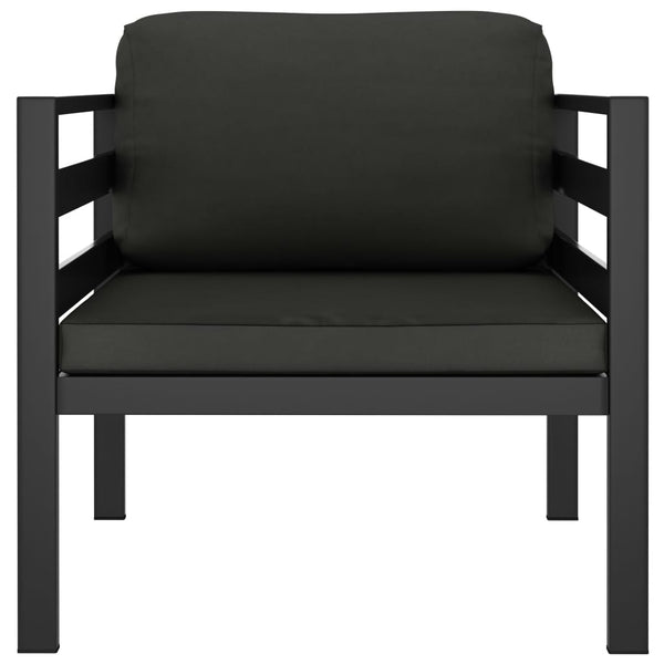 3-tlg. Garten-Lounge-Set mit Kissen Aluminium Anthrazit