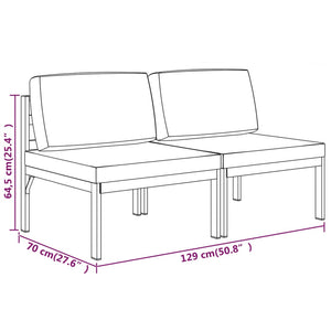 Gartensofa 2-Sitzer mit Kissen Aluminium Anthrazit