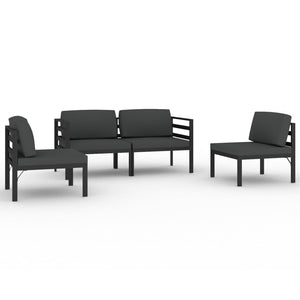 4-tlg. Garten-Lounge-Set mit Kissen Aluminium Anthrazit