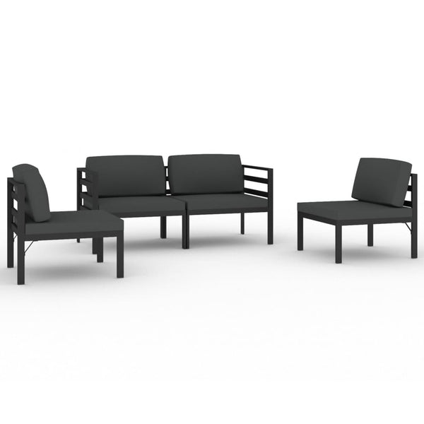 4-tlg. Garten-Lounge-Set mit Kissen Aluminium Anthrazit