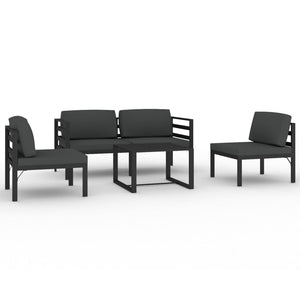 5-tlg. Garten-Lounge-Set mit Kissen Aluminium Anthrazit