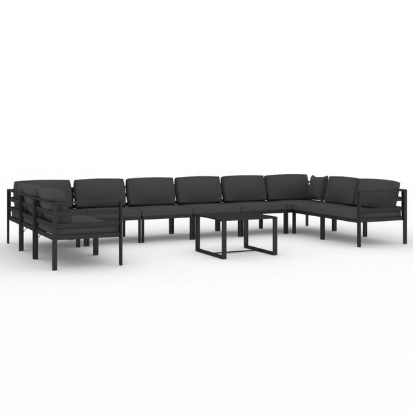 11-tlg. Garten-Lounge-Set mit Kissen Aluminium Anthrazit