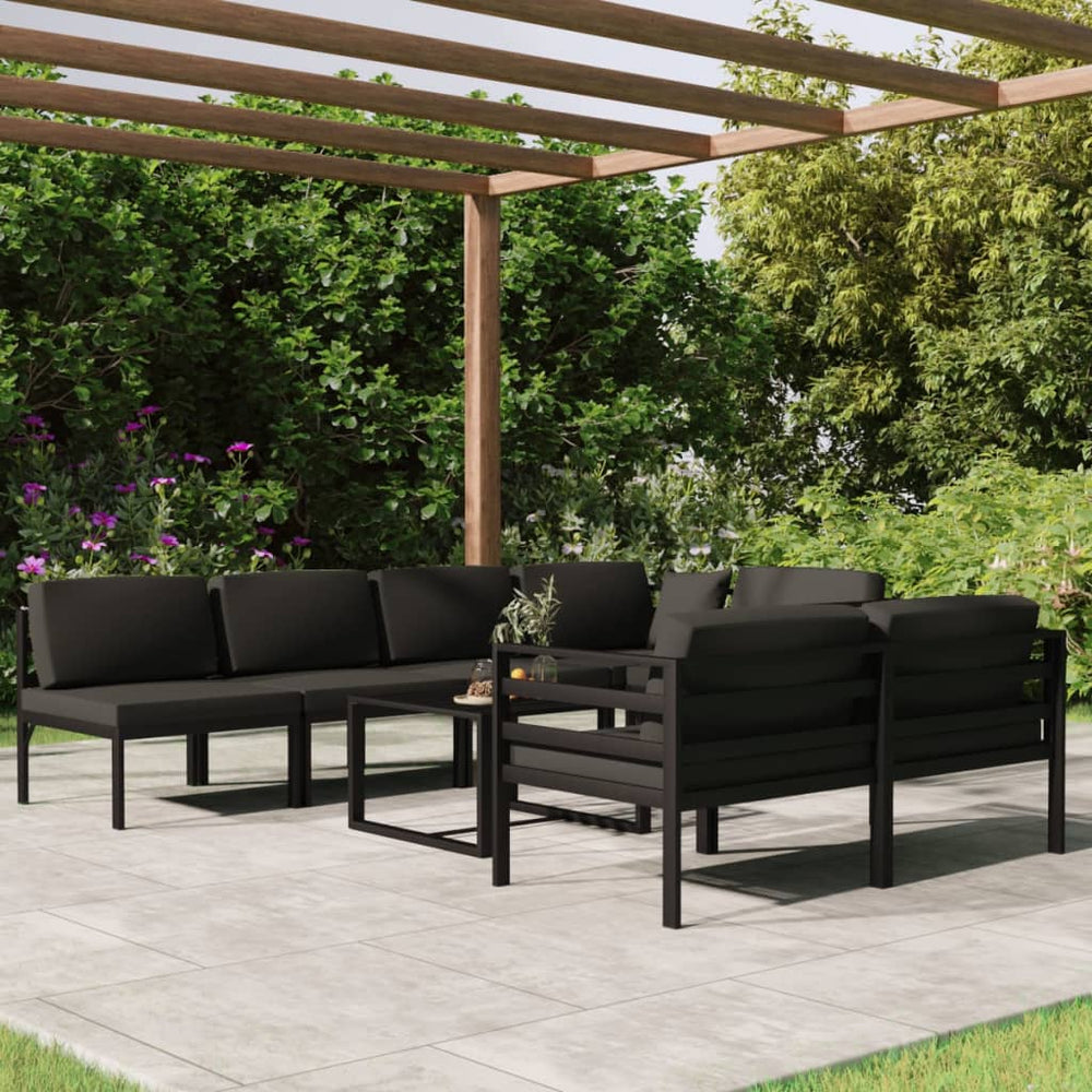 8-tlg. Garten-Lounge-Set mit Kissen Aluminium Anthrazit