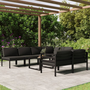 8-tlg. Garten-Lounge-Set mit Kissen Aluminium Anthrazit