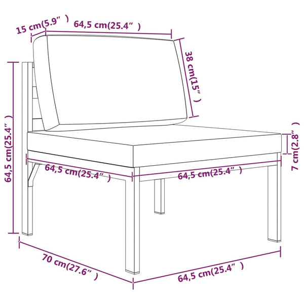 11-tlg. Garten-Lounge-Set mit Kissen Aluminium Anthrazit