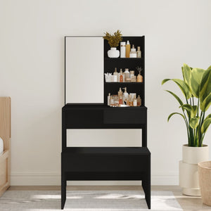 Schminktisch Schwarz mit Spiegel 74,5x40x141 cm