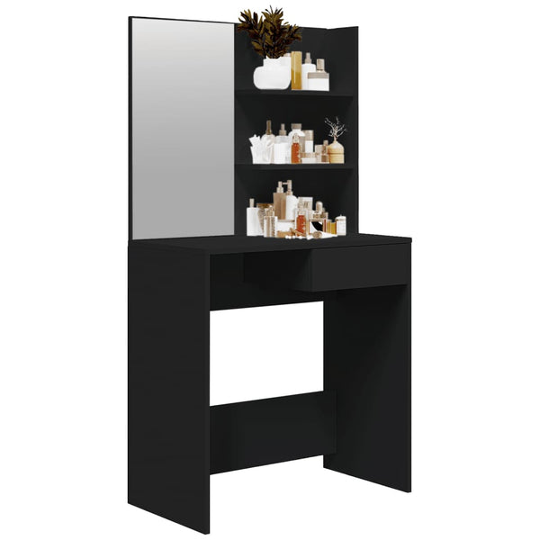 Schminktisch Schwarz mit Spiegel 74,5x40x141 cm