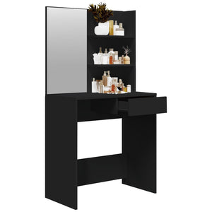 Schminktisch Schwarz mit Spiegel 74,5x40x141 cm