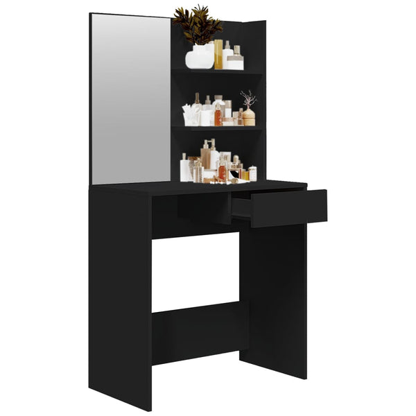 Schminktisch Schwarz mit Spiegel 74,5x40x141 cm