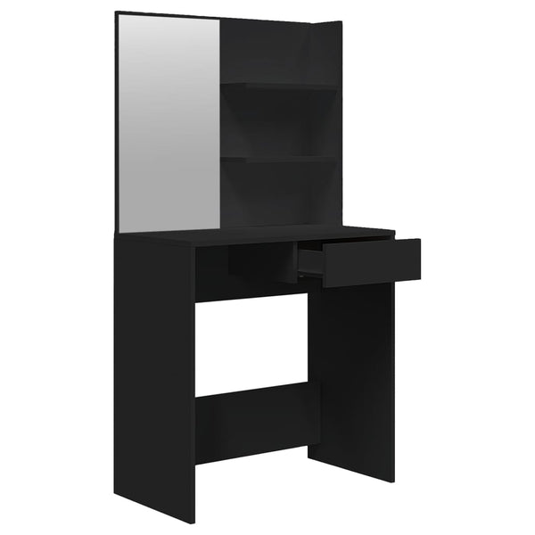 Schminktisch Schwarz mit Spiegel 74,5x40x141 cm