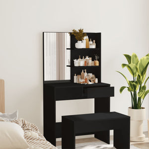 Schminktisch Schwarz mit Spiegel 74,5x40x141 cm