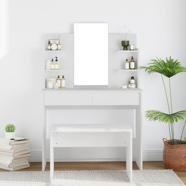 Schminktisch mit Spiegel, Weiß, 96 cm