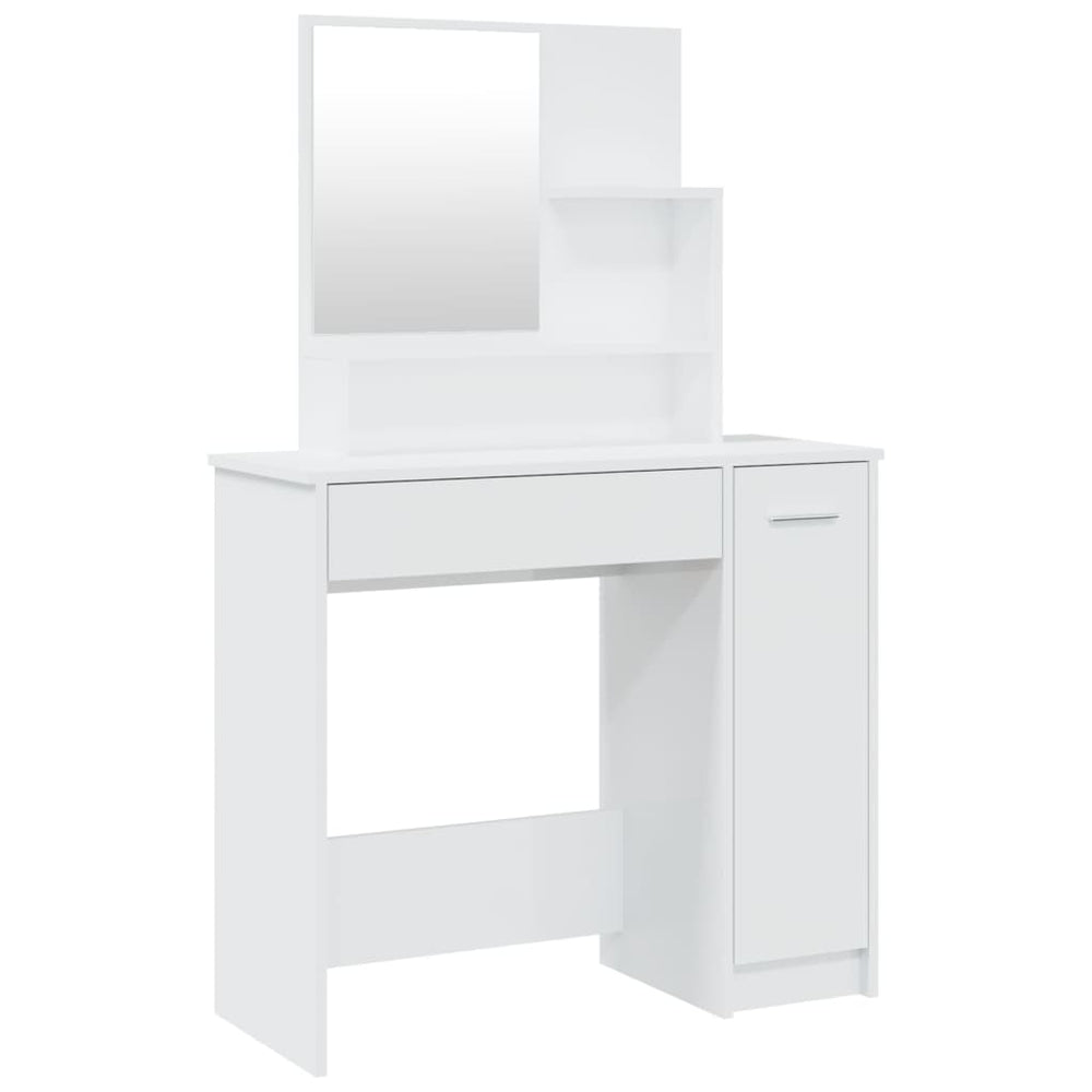 vidaXL Dressing Table with Mirror High-Gloss White 86.5x35x136 cm