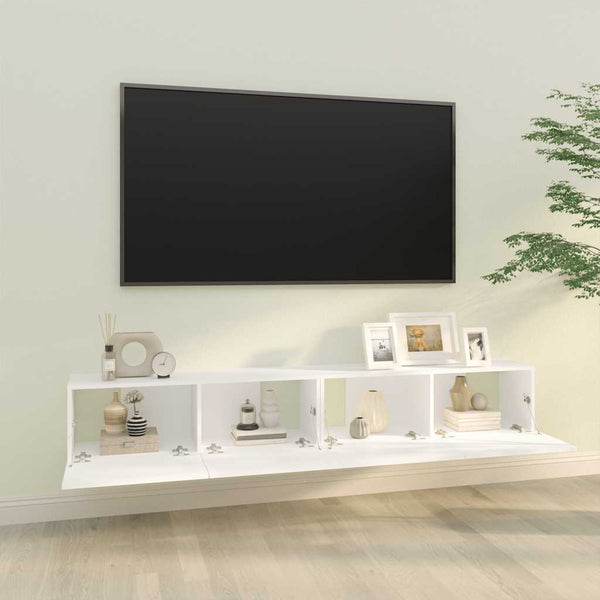 Weiße TV-Wandschränke, 2er-Set