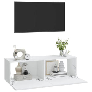 Weiße TV-Wandschränke, 2er-Set