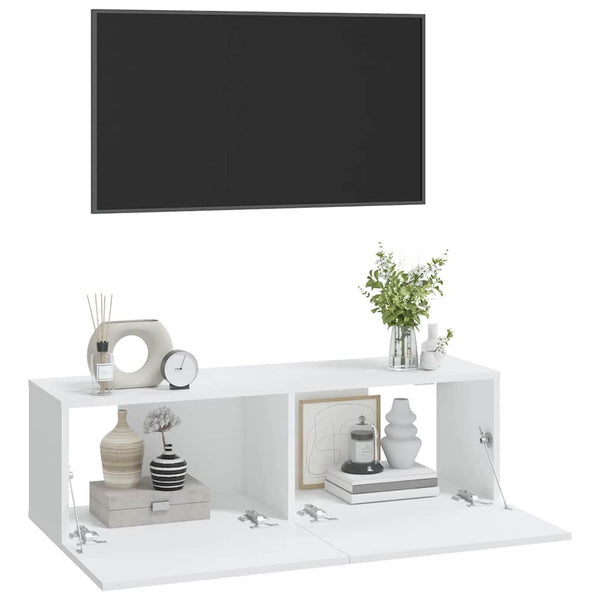 Weiße TV-Wandschränke, 2er-Set