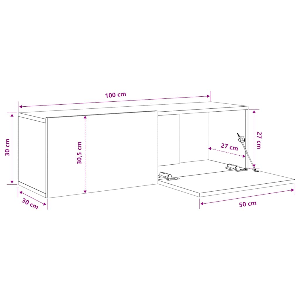 TV-Wandschränke Schwarz 100x30x30cm, 2er-Set
