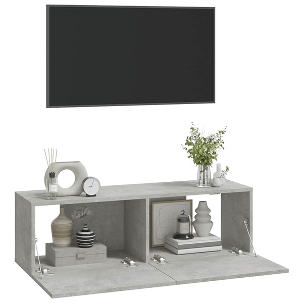 TV-Wandschränke, Betongrau, 2er-Set