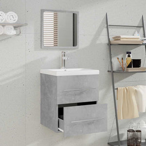 Badschrank mit Spiegel Betongrau 41x48 cm