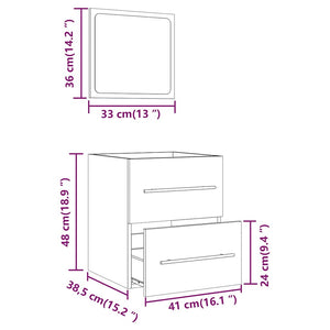 Badschrank mit Spiegel Betongrau 41x48 cm