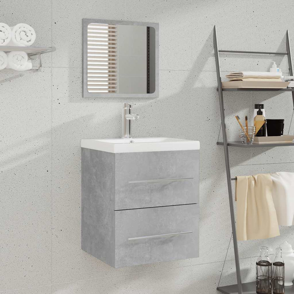 Badschrank mit Spiegel Betongrau 41x48 cm