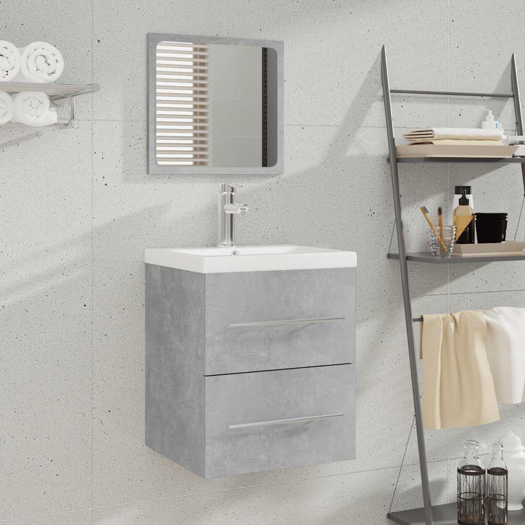Badschrank mit Spiegel Betongrau 41x48 cm