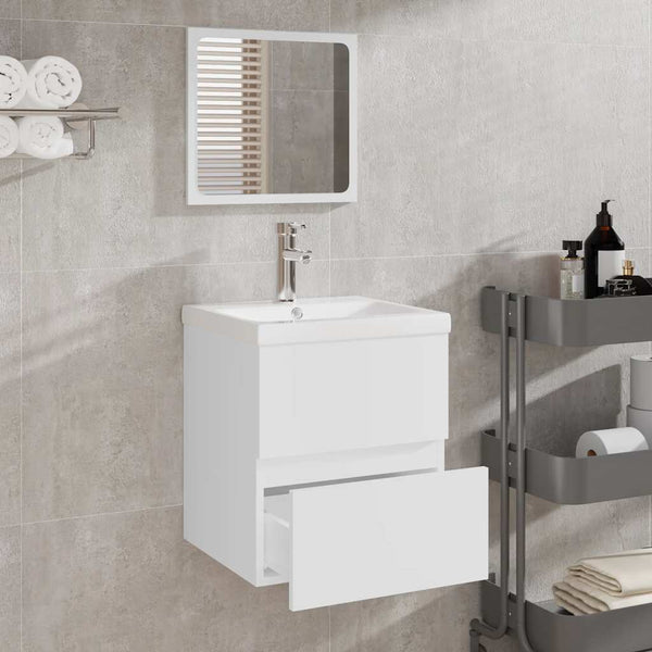 Badschrank mit Spiegel, Weiß