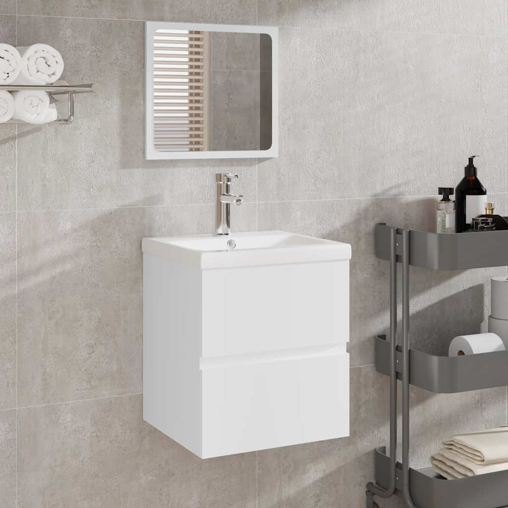 Badschrank mit Spiegel, Weiß