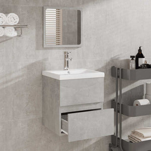 Badschrank mit Spiegel Betongrau