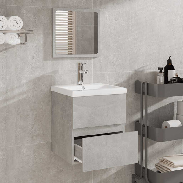 Badschrank mit Spiegel Betongrau