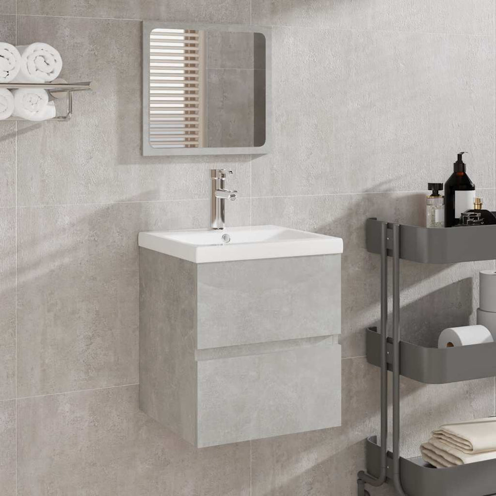 Badschrank mit Spiegel Betongrau