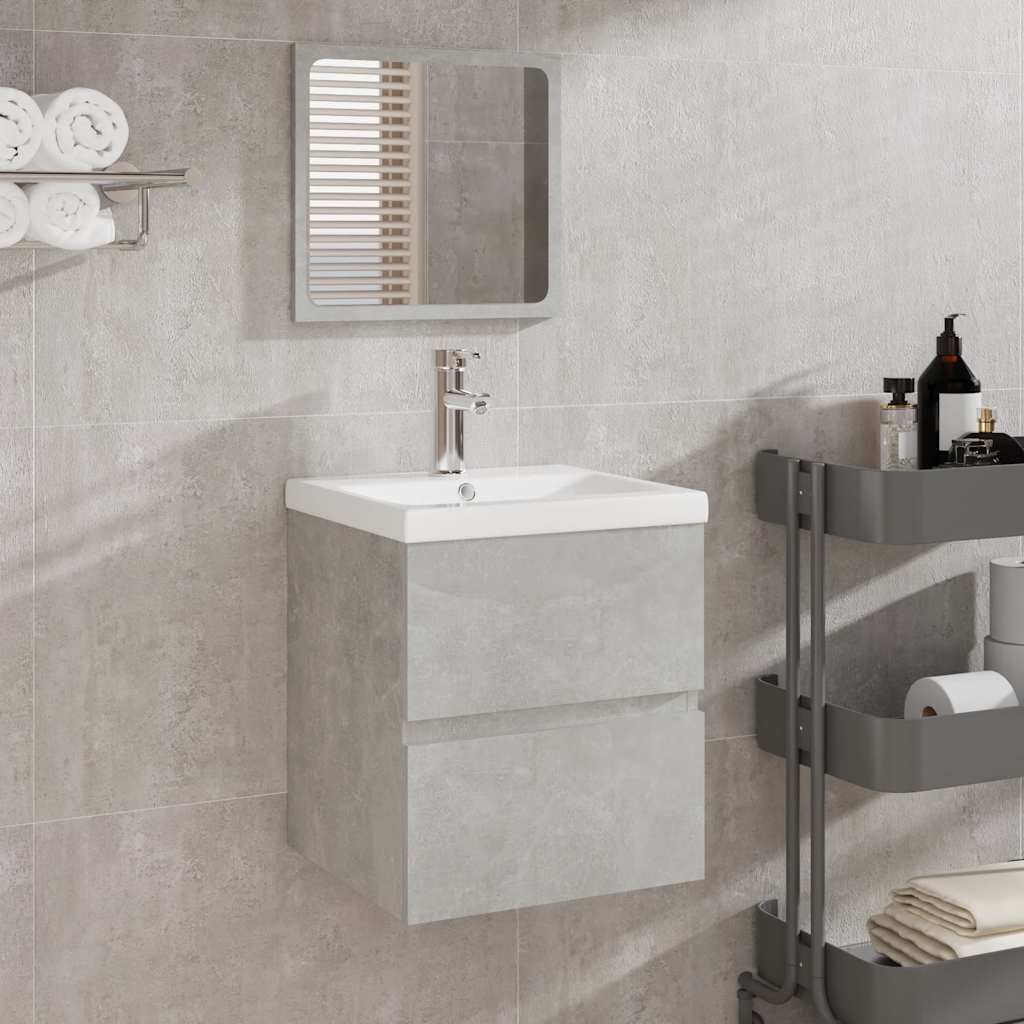 Badschrank mit Spiegel Betongrau