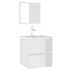 Badschrank mit Spiegel Hochglanz Weiß