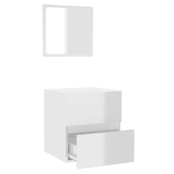 Badschrank mit Spiegel Hochglanz Weiß