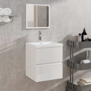 Badschrank mit Spiegel Hochglanz Weiß