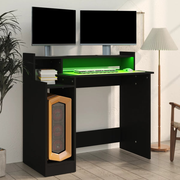 Schreibtisch mit LED Schwarz 97x45x90 cm