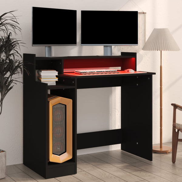 Schreibtisch mit LED Schwarz 97x45x90 cm