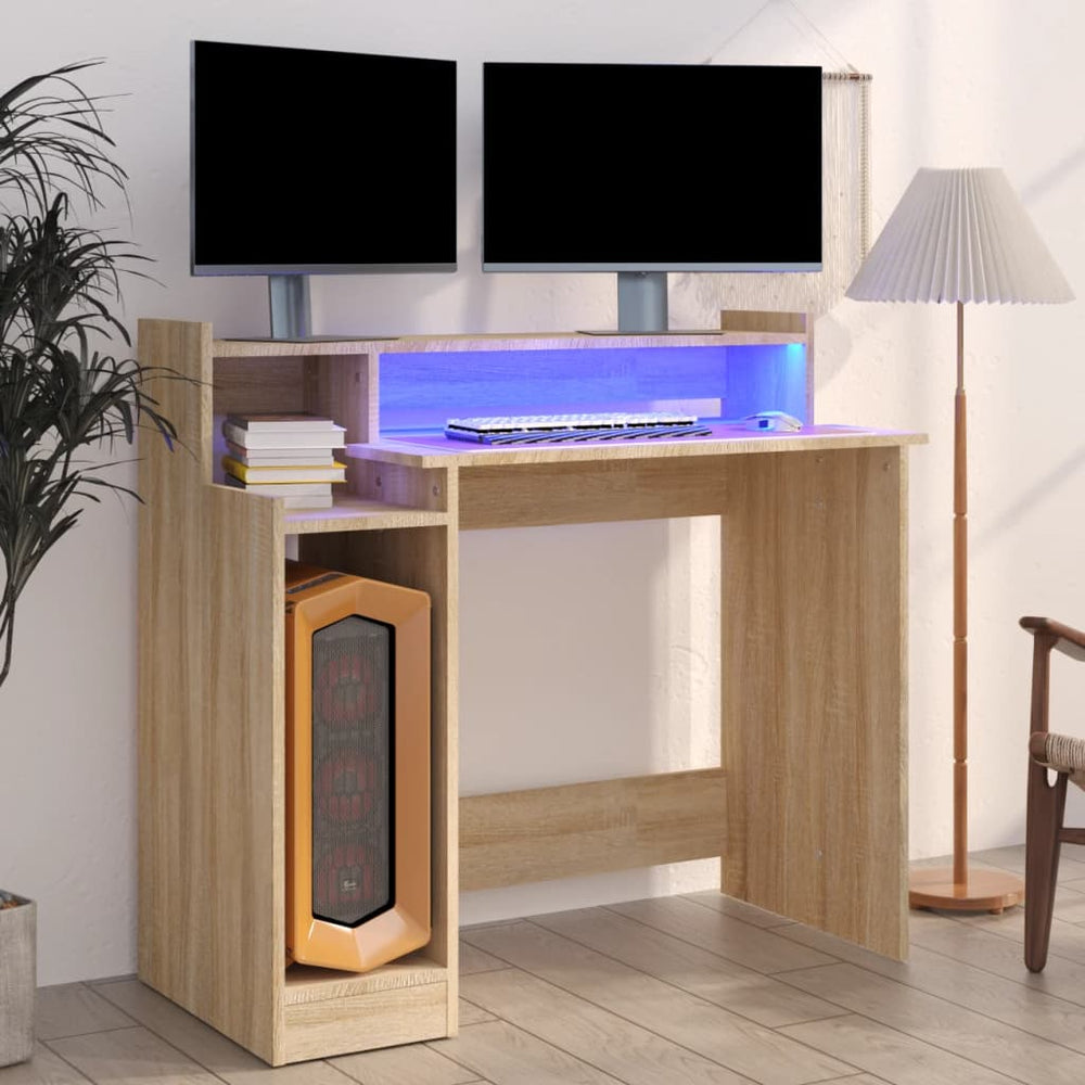 Schreibtisch Sonoma Eiche mit LED