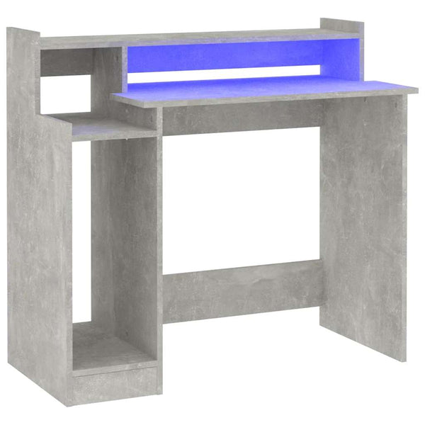 Schreibtisch mit LED Betongrau 97x45x90 cm