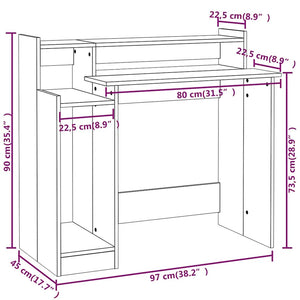 Schreibtisch mit LED Betongrau 97x45x90 cm