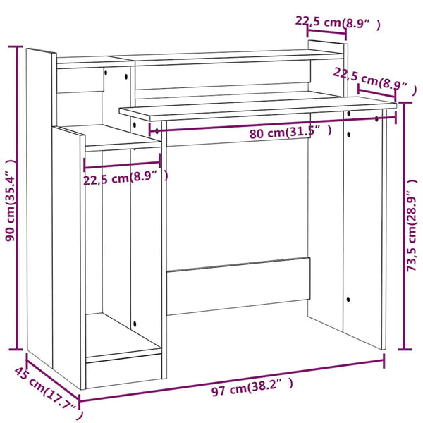 Schreibtisch mit LED Betongrau 97x45x90 cm