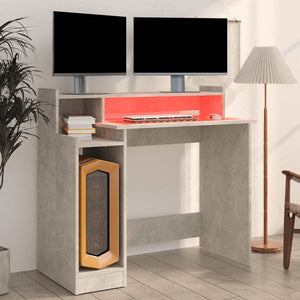 Schreibtisch mit LED Betongrau 97x45x90 cm