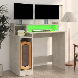 Schreibtisch mit LED Betongrau 97x45x90 cm