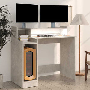 Schreibtisch mit LED Betongrau 97x45x90 cm