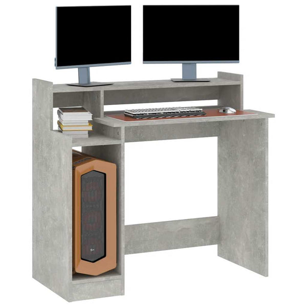 Schreibtisch mit LED Betongrau 97x45x90 cm